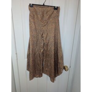 Alchemy Fashions Recycled Sari Pants S/M Boho Wide Leg Flowy Brown‎ Print